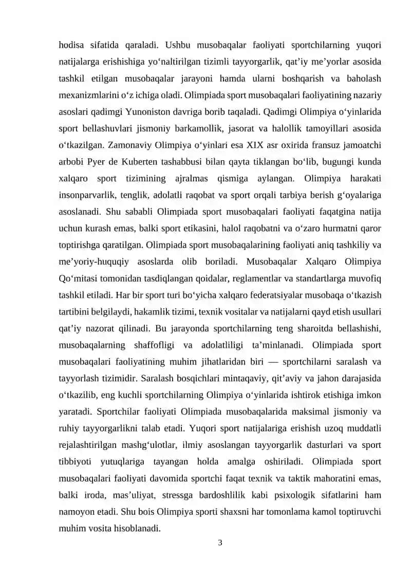 Olimpiada sport musoboqalari faolyati 3