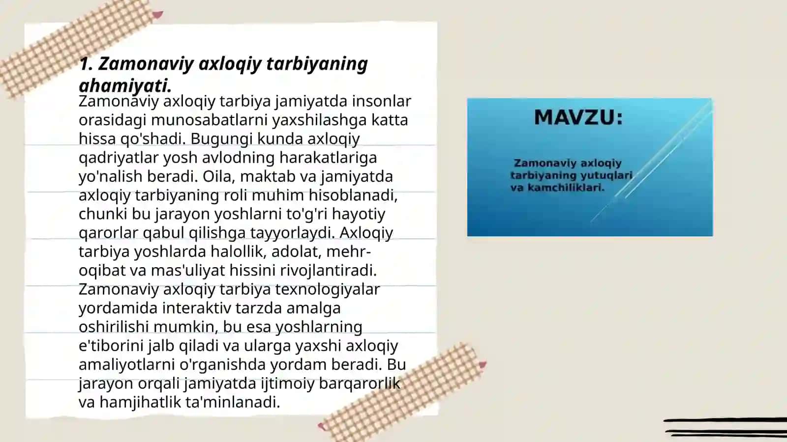 Zamonaviy axloqiy tarbiyaning yutuqlari va kamchiliklari 3