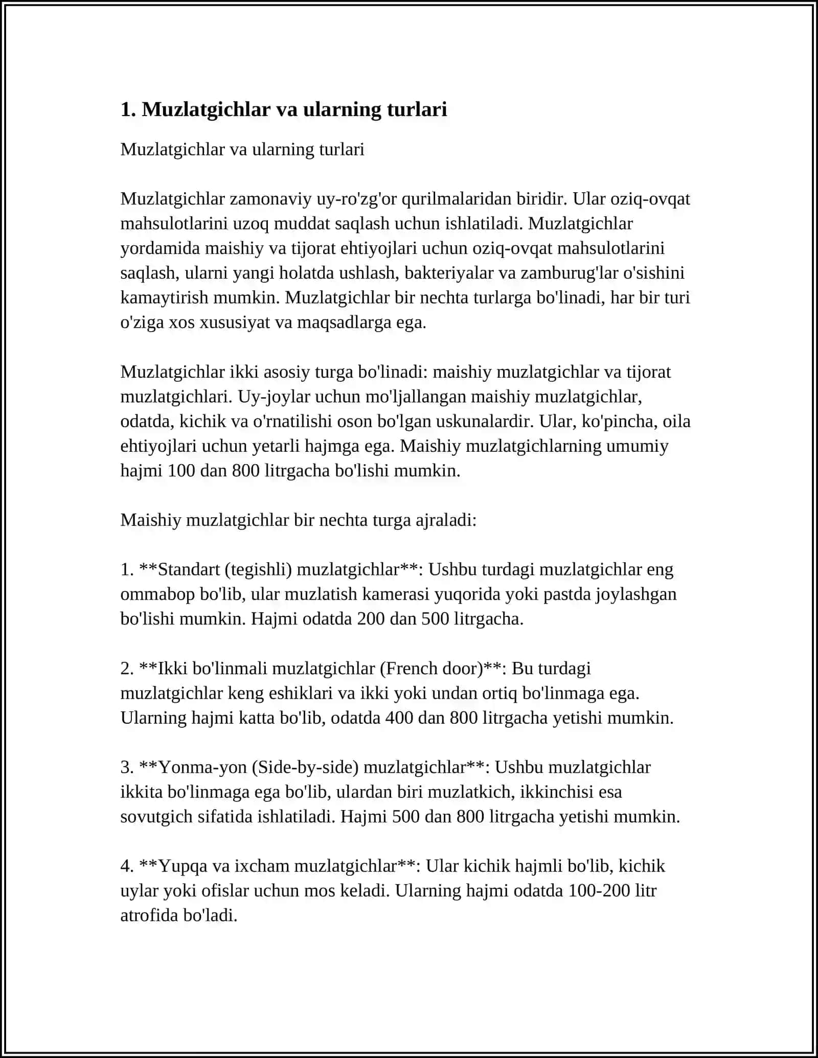 MAISHIY MUZLATGICHLAR UCHUN KOP KOMPONENTLI XLODOGENTLAR 3