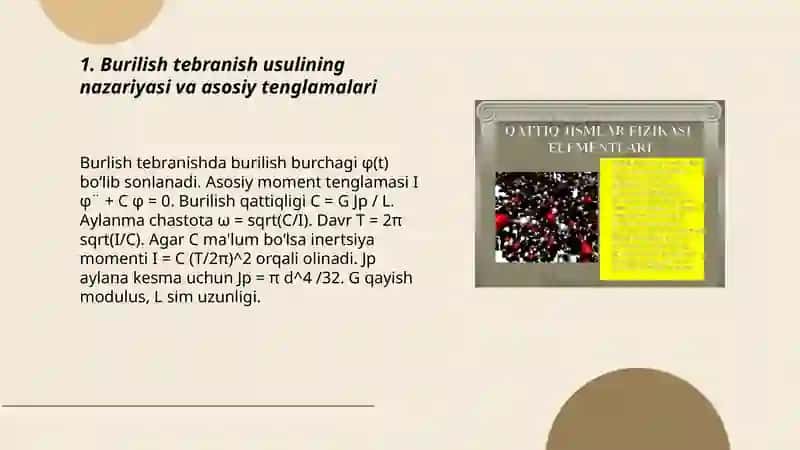 Qattiq jismning inertsiya momentini burilish tebranish usuli orqali aniqlash 3