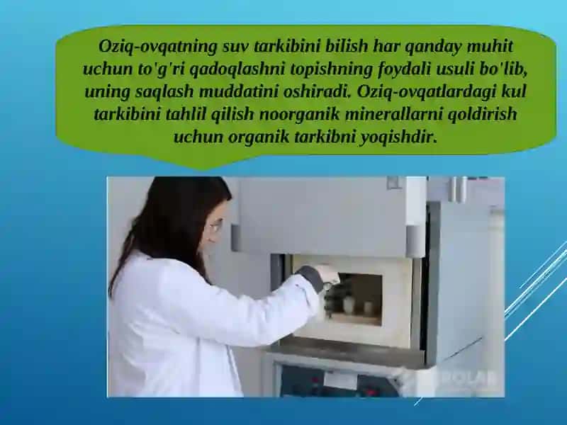 Oziq–ovqat  tarkibidagi kul miqdorini aniqlash 3