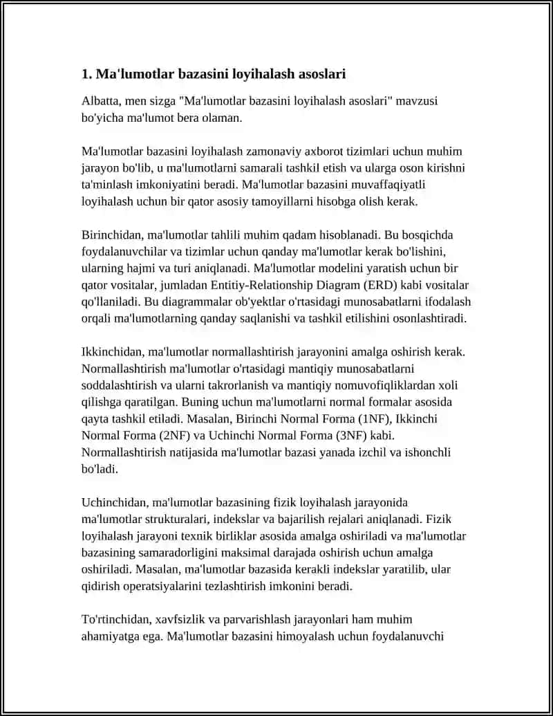 Ma'lumotlar bazasini boshqarish tizimlarida soha bo'yicha ma'lumotlar bazasini yaratish 3