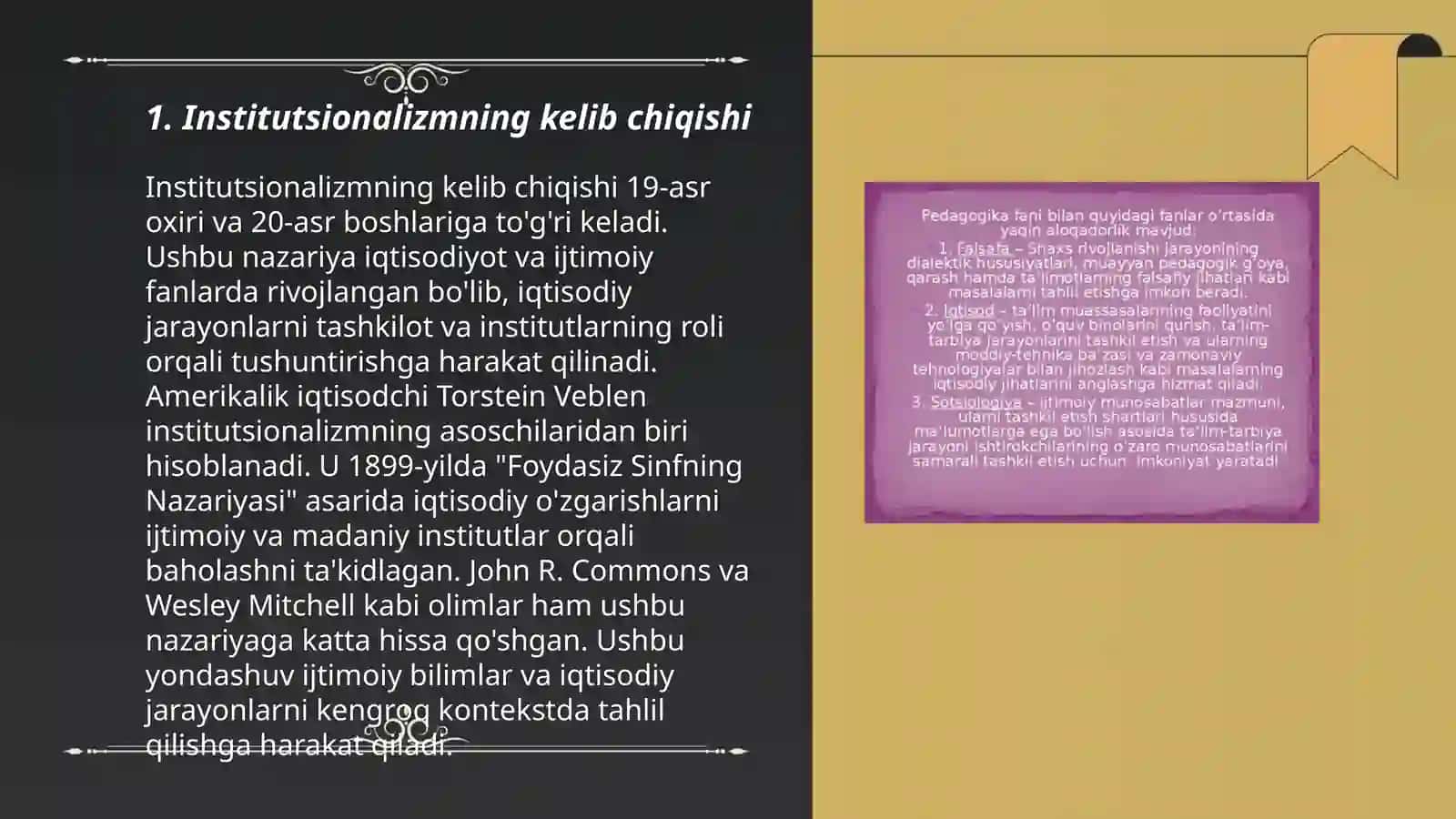 Institutsionalizm yo'nalishi mohiyati va ahamiyati 3