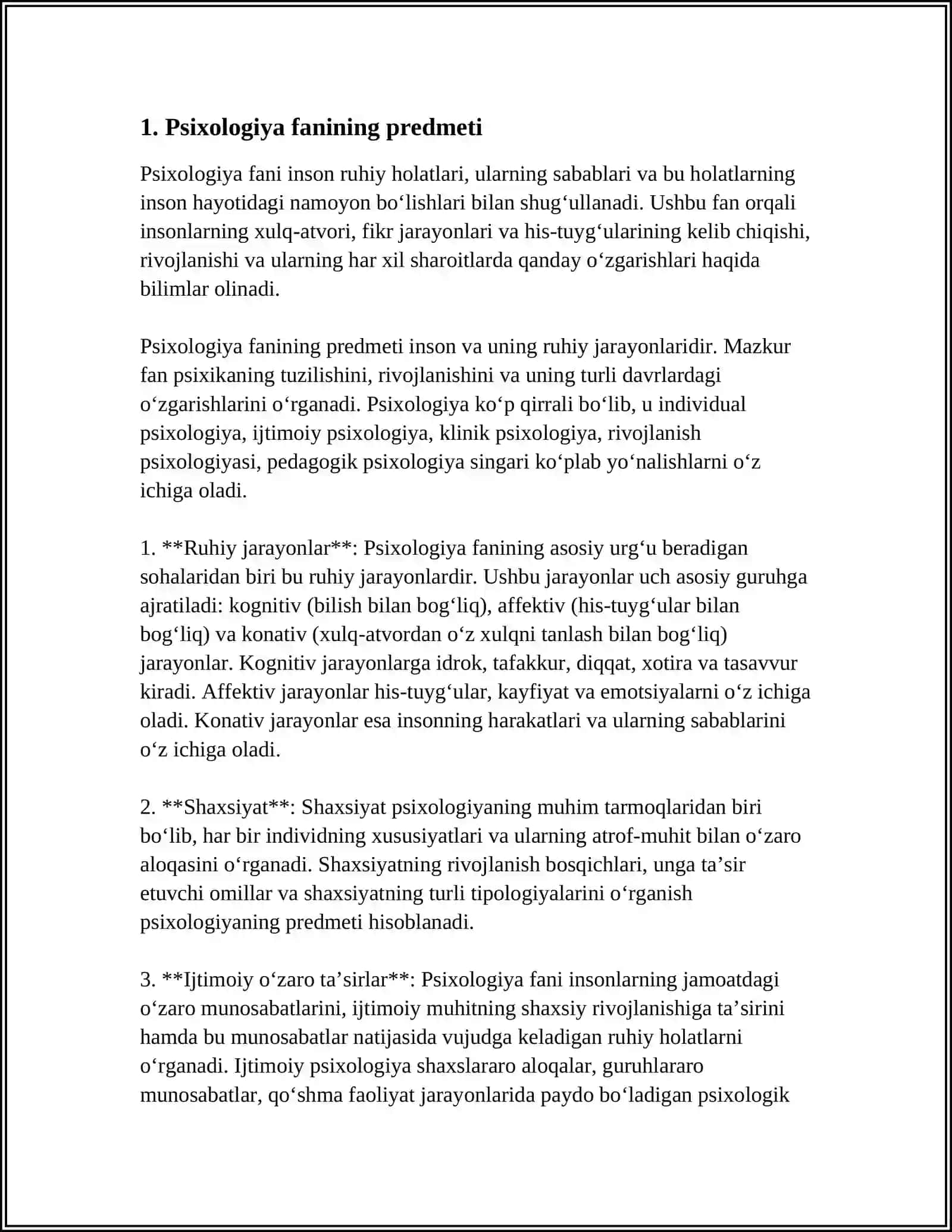 PSIXOLOGIYA FANINING PREDMETI VA RIVOJLANISH TARIXI 3
