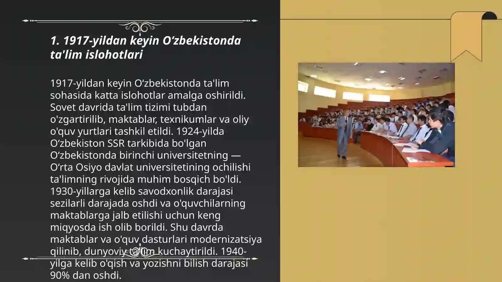 1917- yildan hozirgacha Oʻzbekistonda va jahonda ta'lim tizimi va pedagogik fikrlar rivojlanishi 3