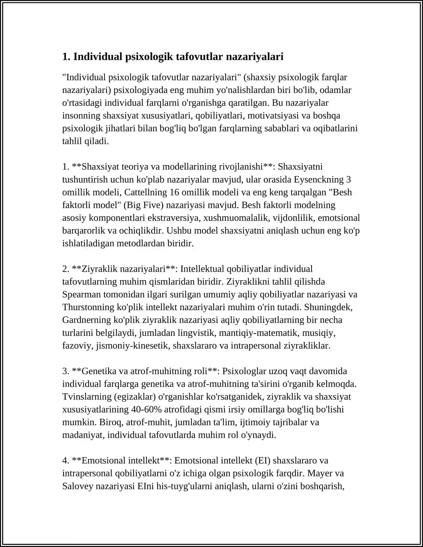 INDIVIDUAL-PSIXOLOGIK TAFOVUTLARNING UMUMIY VA MAXSUS NAZARIYASI 3