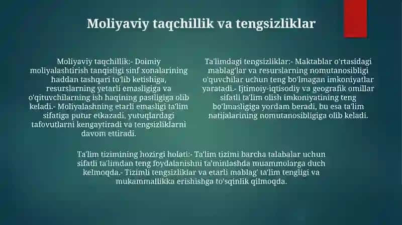 Ta'lim Tizimining Joriy Holati Va Mavjud Muammolar 3