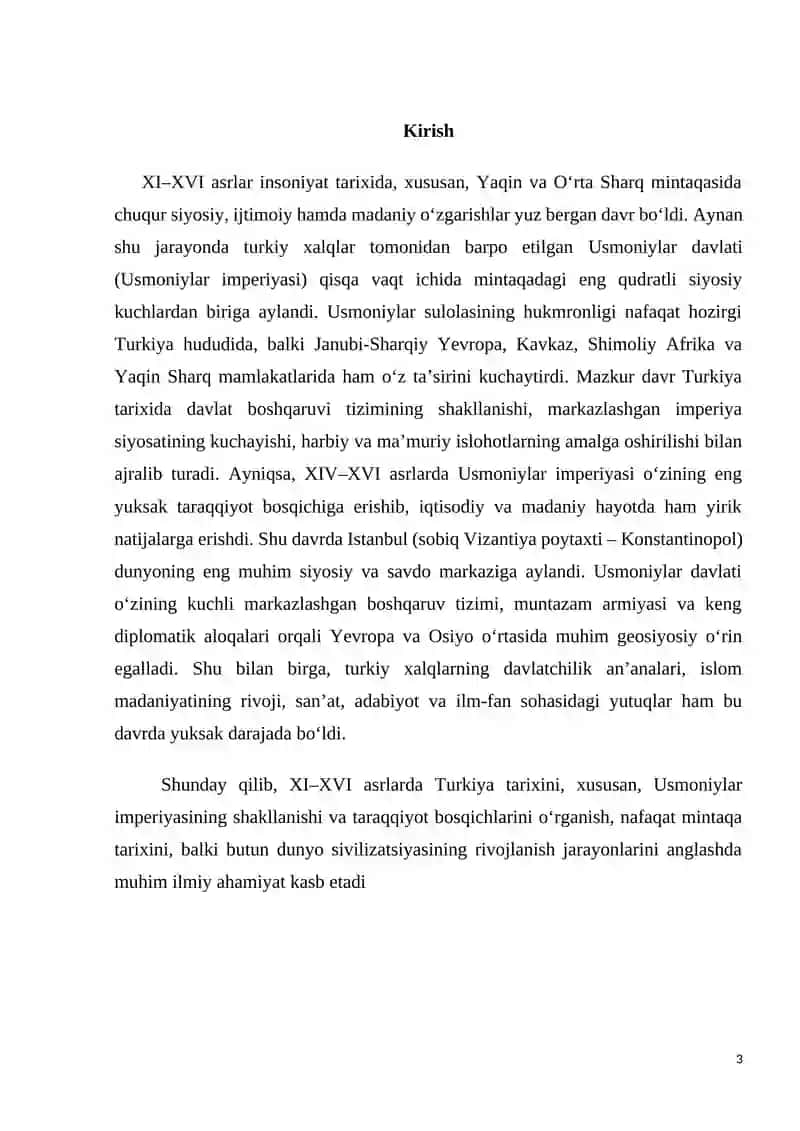 "XI-XVI asrlarda Turkiya ( Usmoniylar imperiyasi)" 3