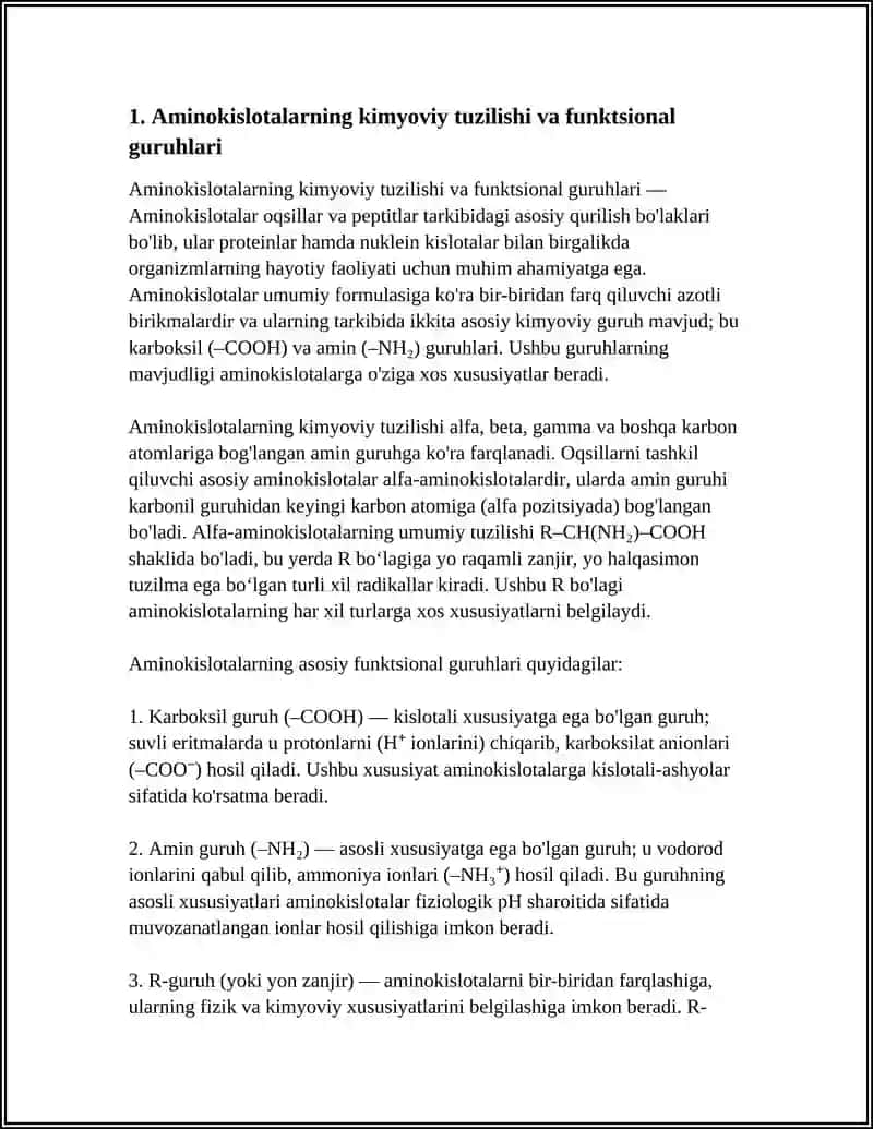 AMINOKISLOTALAR OQSILLAR PEPTITLAR PROTEINLAR NUKLEIN KISLOTALAR 3