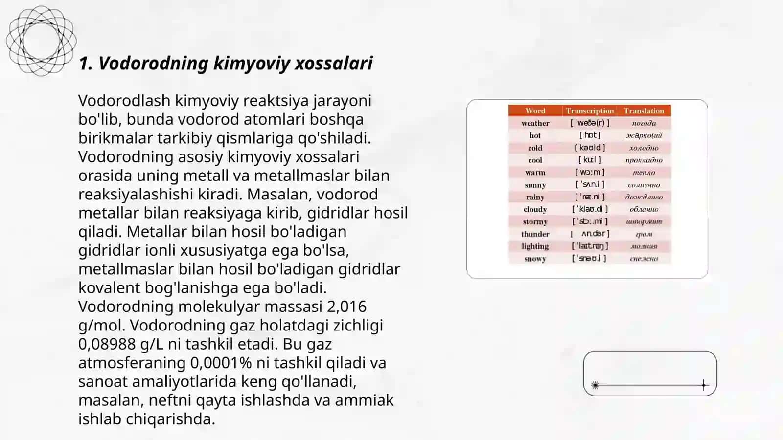 Vodorod va uning xossalari galogenlarning umumiy tasnifi 3