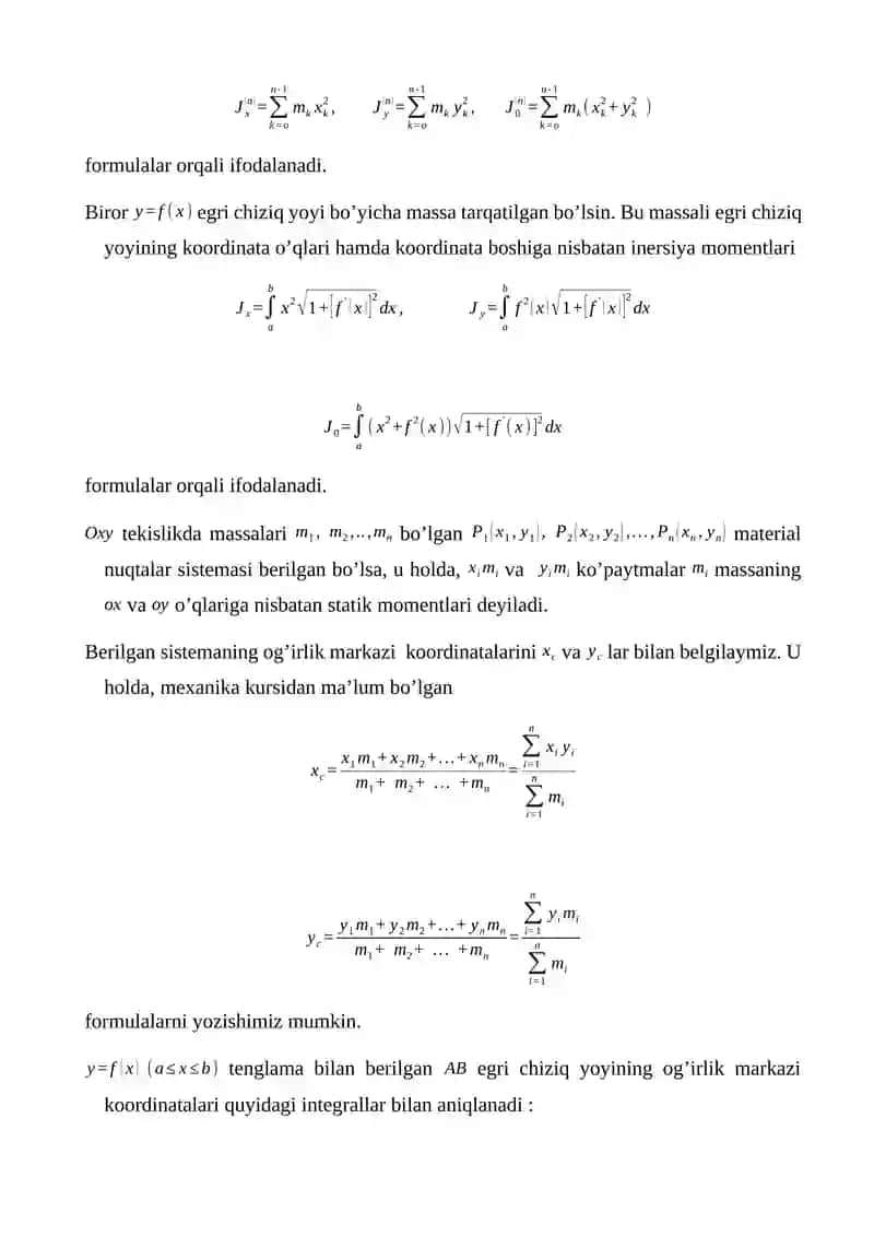 Aniq integral yordamida tekis figura va hajmlarni hisoblash 3