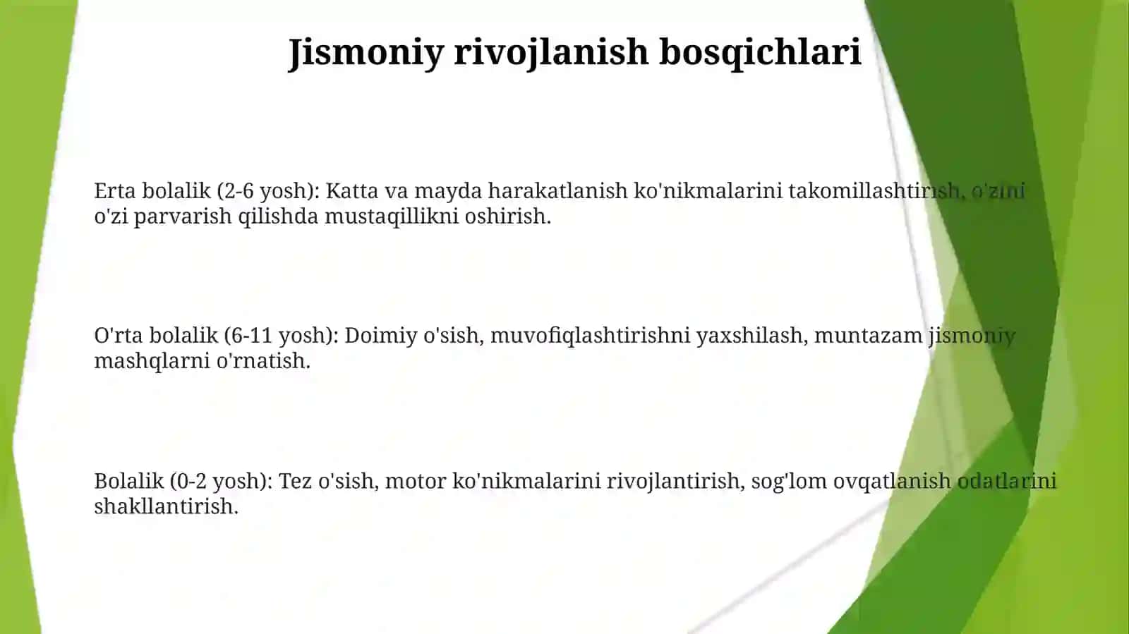 Jismoniy rivojlanish va sog'lom turmush tarzini shakllantirish kompetensiyalari 3