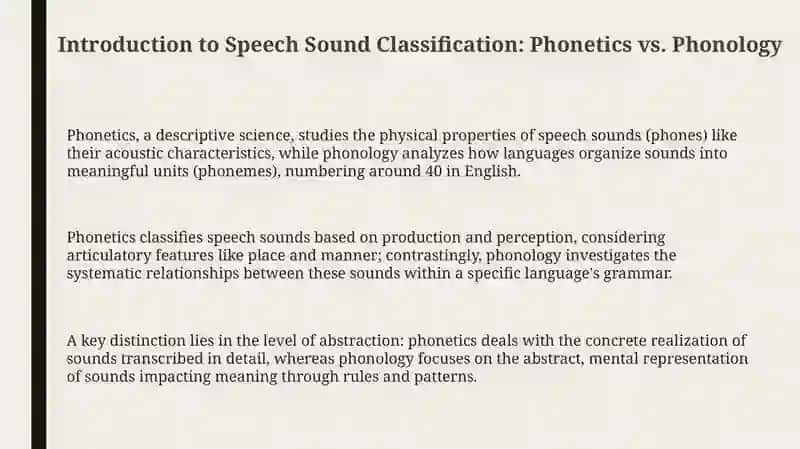 Classification of Speech Sounds 3