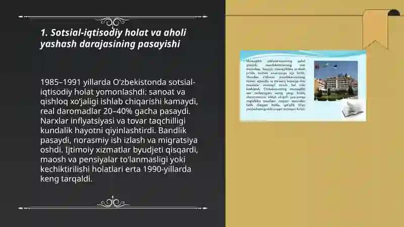 Mustaqillikka erishish arafasida Oʻzbekistondagi ijtimoiy iqtisodiy jarayonlar 3