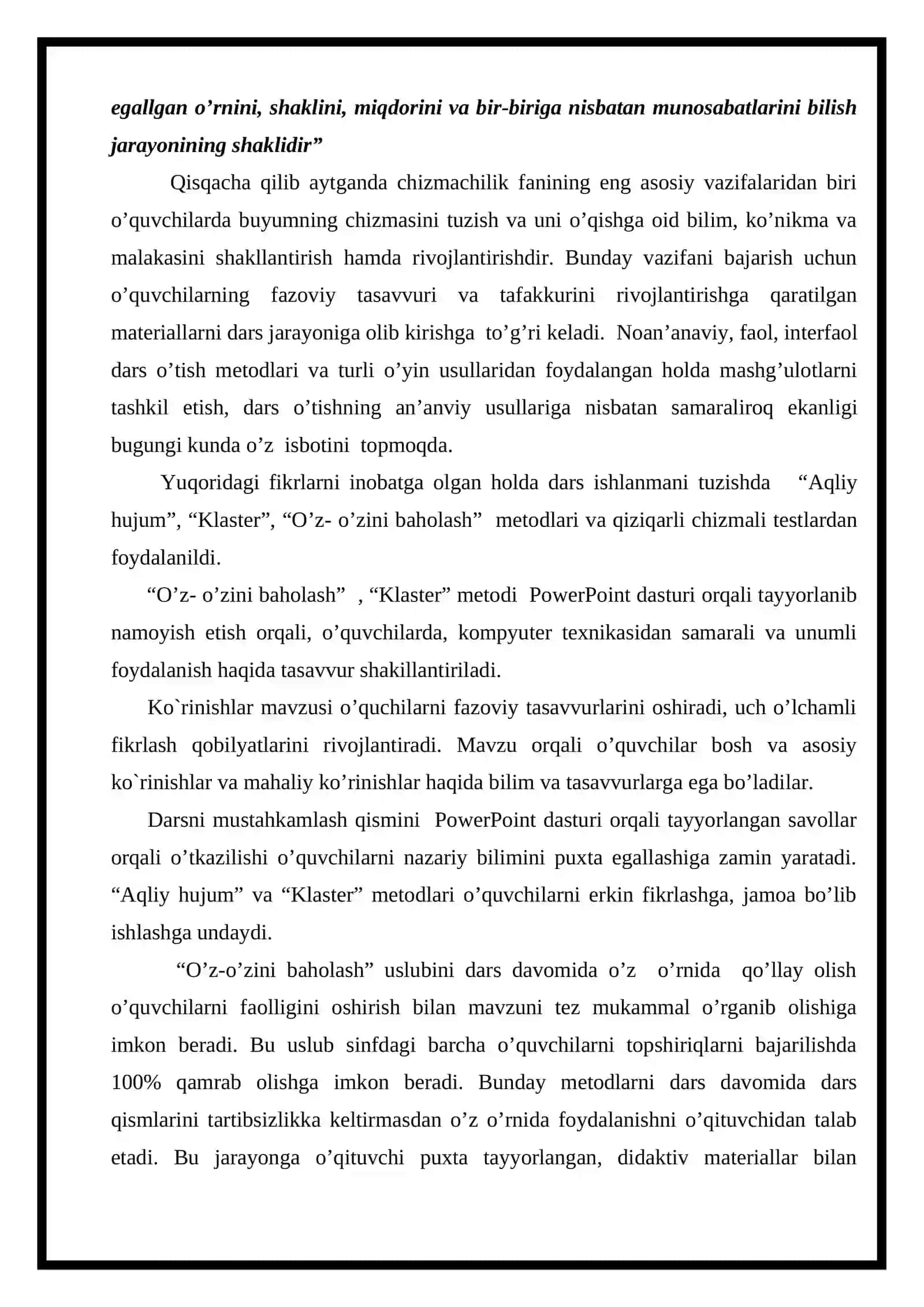 8-sinf Chizmachilik Bosh va asosiy ko'rinishlar mavzuda dars ishlanma 3