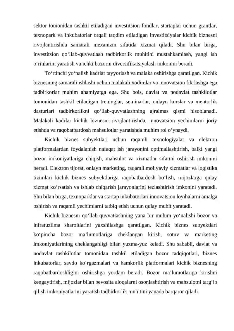 Kichik biznes va tadbirkorlikning qo‘llab quvvatlashning makroiqtisodiy asoslari 3