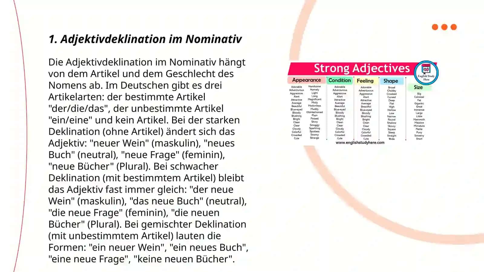 Adjektivdeklination 3