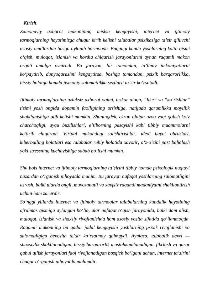 Internet va ijtimoiy tarmoqlarning talabalar psixikasiga taʼsiri 3