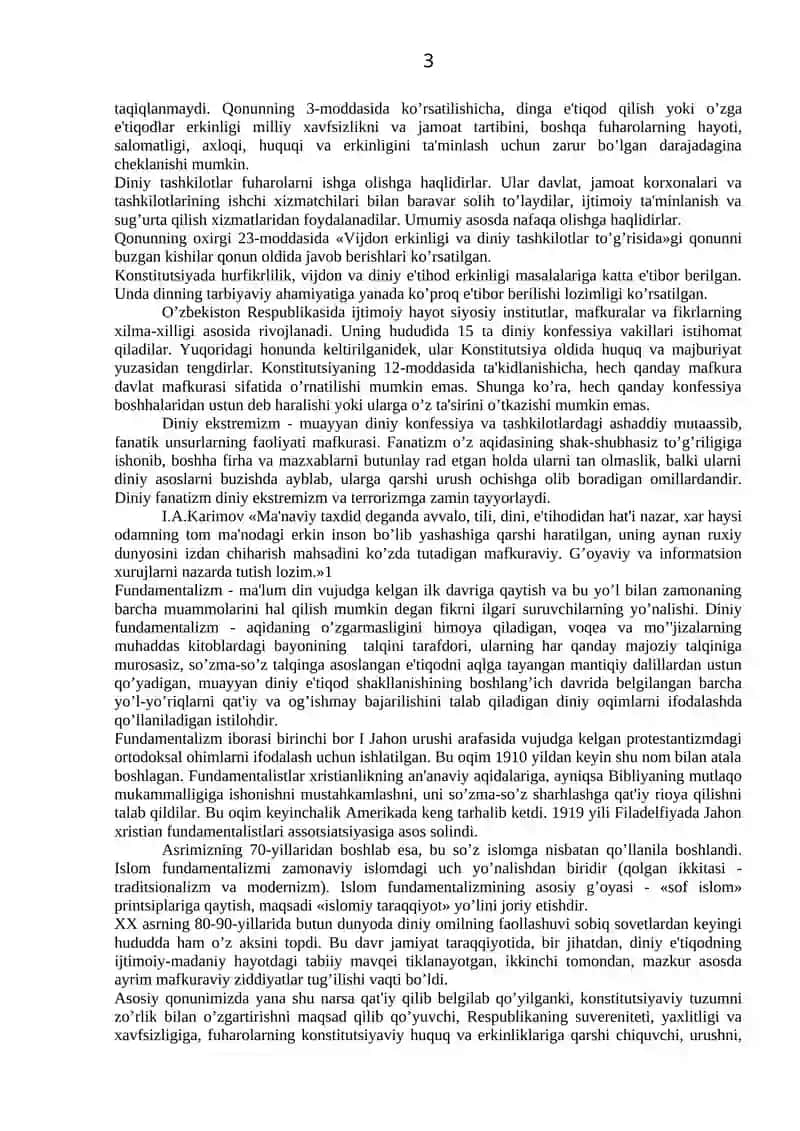VIJDON ERKINLIGI VA DINIY TASHKILOTLAR 3