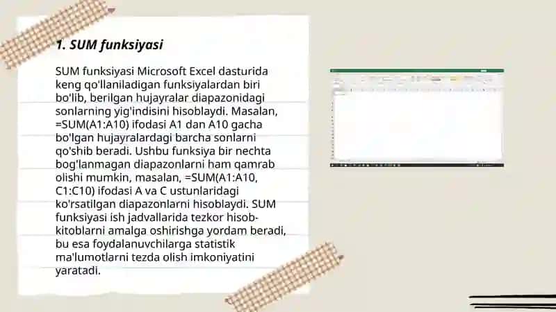 Microsoft Office Excel dasturida standart funksiyalar 3