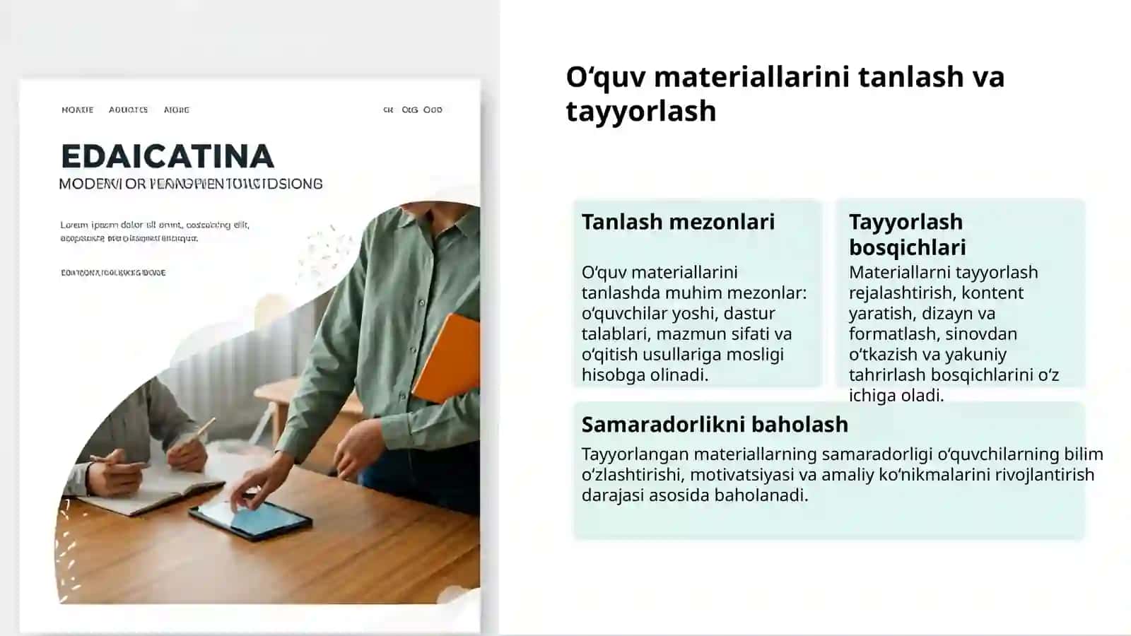 Savod o‘rgatish: Tayyorlov davri bosqichlari 3