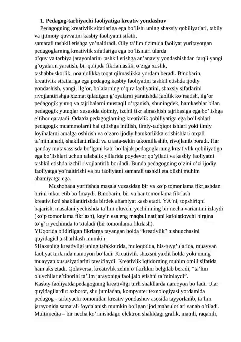 Bo’lajak maktabgacha ta’lim pedagoglarini kreativ qobiliyatlarini rivojlantirish mazmuni 3