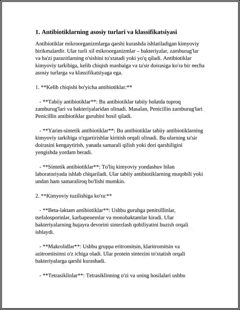 ANTIBAKTERIAL PREPARADLAR. ANTIBYOTIKLAR 3