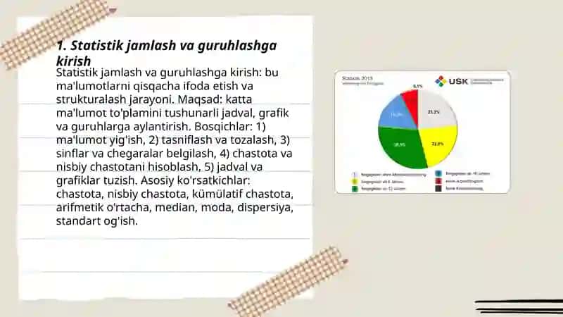Statistik jamlash va guruhlash 3