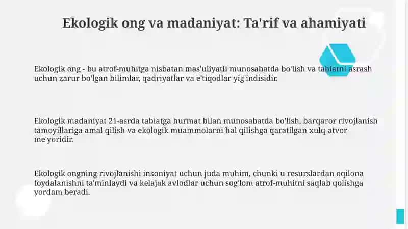 Ekologik ong va ekologik madaniyatni shakllantirish 3