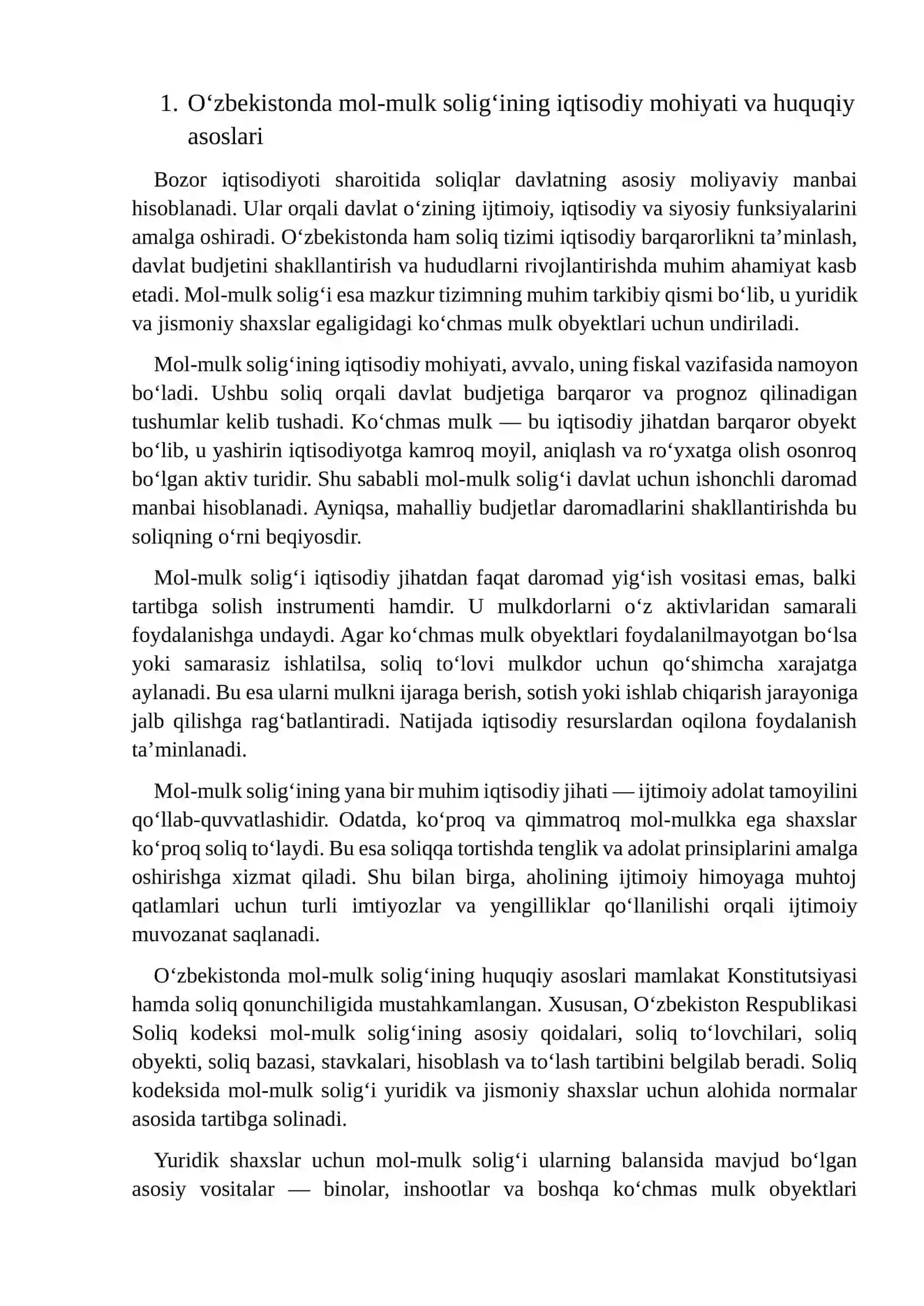 O'zbekistonda mol-mulk soliqqa tortishning oʻziga xos xususiyatlari 3