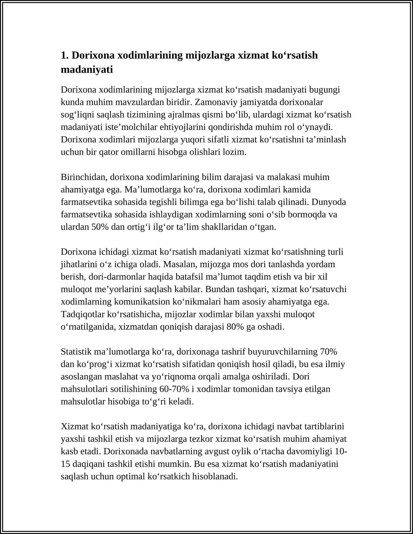 FARMASEVTIK XODIMLAR DORIXONA XORIDORLARI BILAN MUNOSABATLARI 3