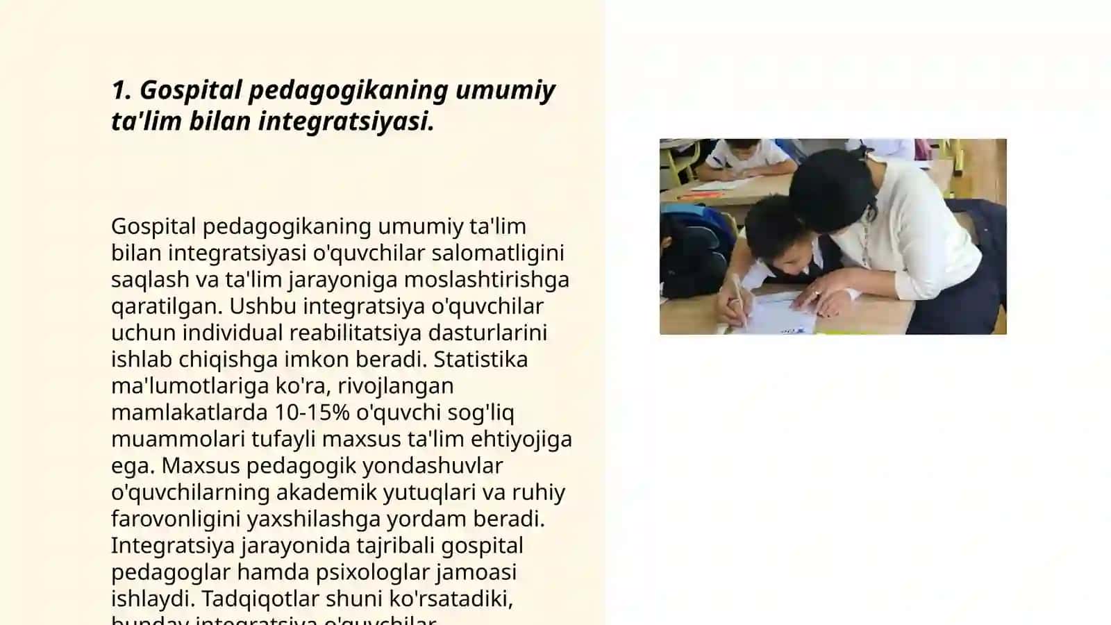 Gospital pedagogika fanining maxsus pedagogika boshqa yonalishlari bilan bog'iqligi 3