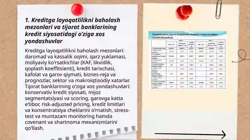 Kreditga layoqatlilikni baholashda tijorat banklarining kredit siyosatining o’ziga xos jihatlari 3