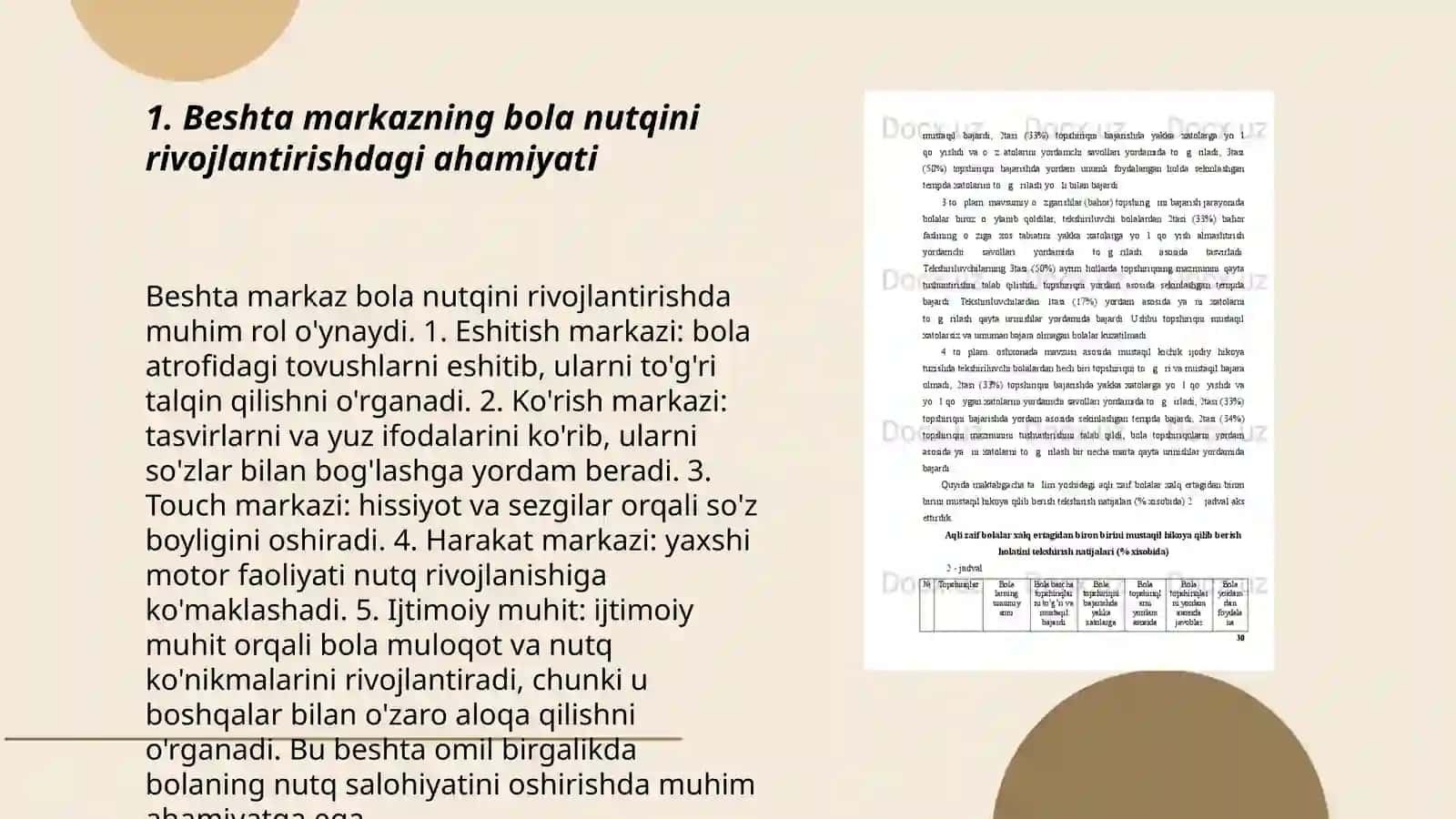 Beshta markazning bola nutqini rivojlantirishdagi ahamiyati 3