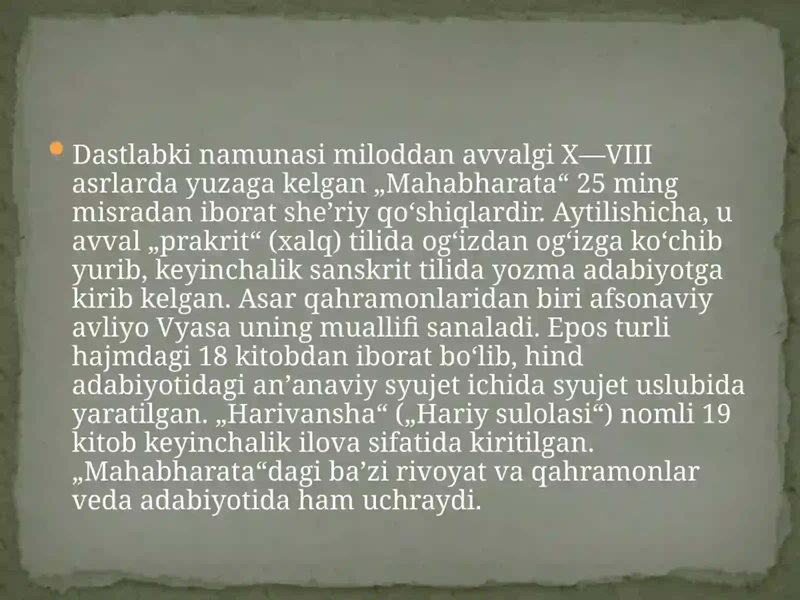 Qadimgi Hind dostonlari: Moxabxarata 3