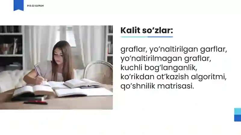 MA'LUMOTLAR TARMOQ TUZILMALARI. GRAF TUSHUNCHASI VA UNING KO'RINISHLARI. 3
