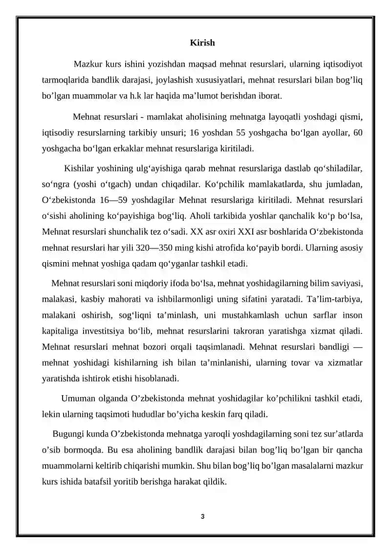 O’zbekistonda mehnat resurslari va ularning hududiy tarkibi 3
