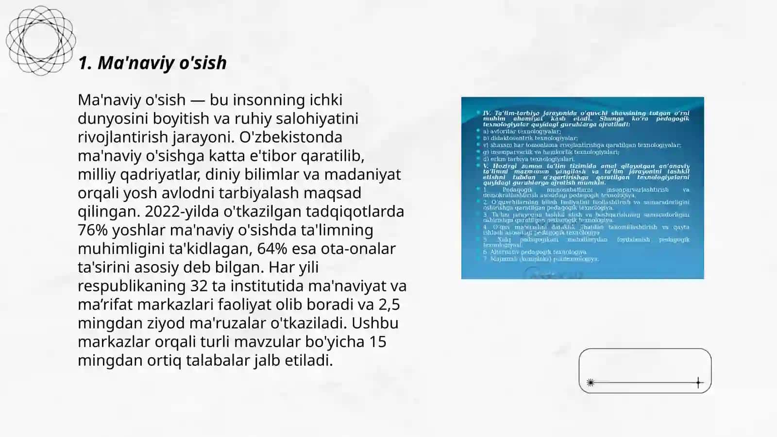 Nazarqulova Malikaning Ma'naviyatshunislik fanidan tayyorlagan slayd 3