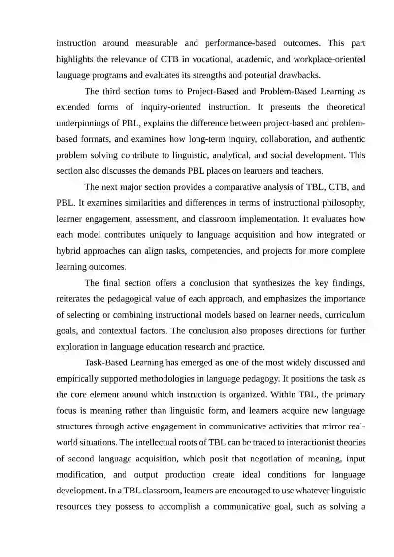 THE LANGUAGE LEARNING TASK AN EXTENDED ANALYSIS OF TBL, CTB, AND PBL IN MODERN LANGUAGE PEDAGOGY 3