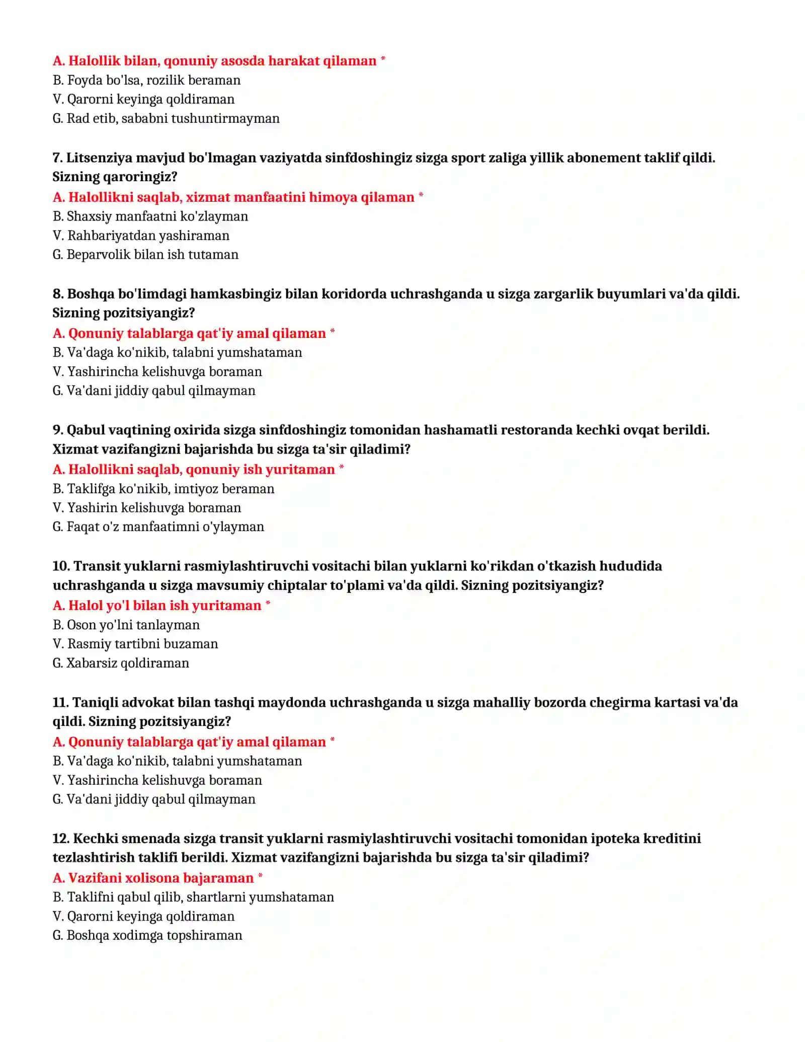 BOJXONA PSIXOLOGIK TEST SAVOLLARI VA JAVOBLARI 6 BOSQICH 3