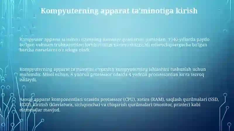 Kompyuterning texnik va dasturiy vositalari bilan tanishish 3