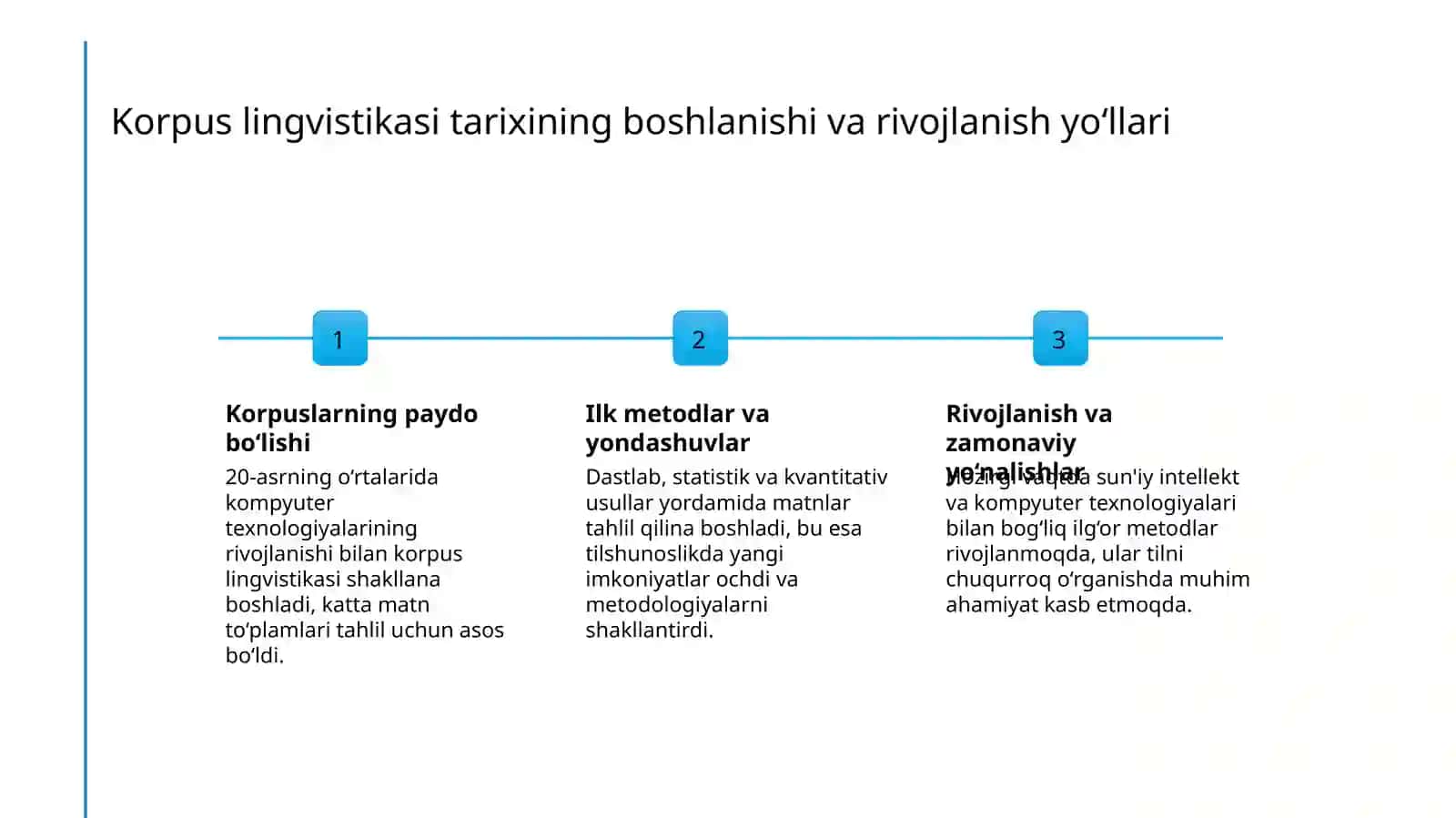 Korpus lingvistikasining rivojlanishi. 3