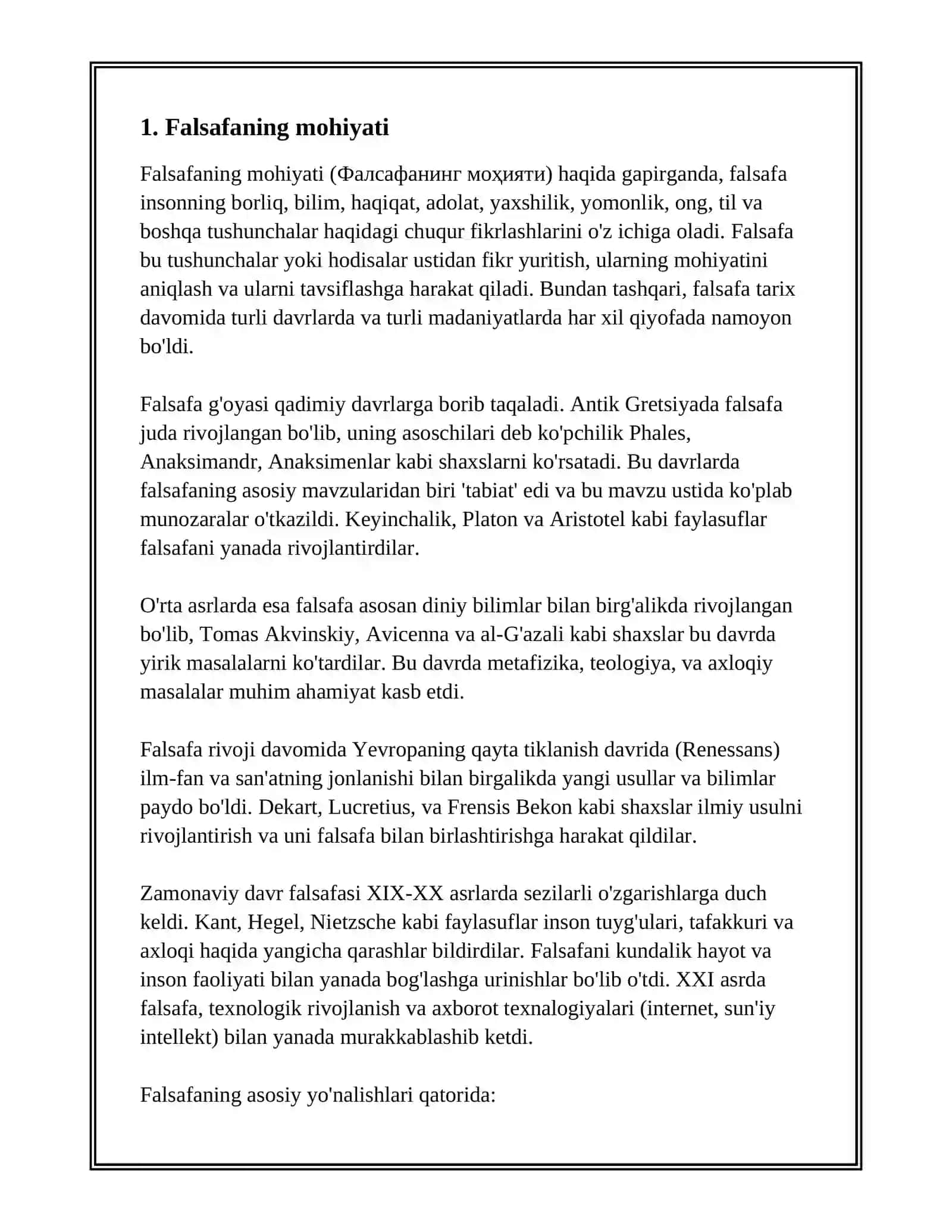 FALSAFANING MOHIYATIGA OID SHARQ VA G’ARB MUTAFAKKIRLARI TA’RIFLARINI TASNIFLASH 3