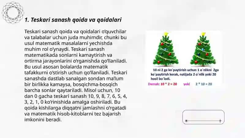 Teskari sanash qoida va qoidalari 3
