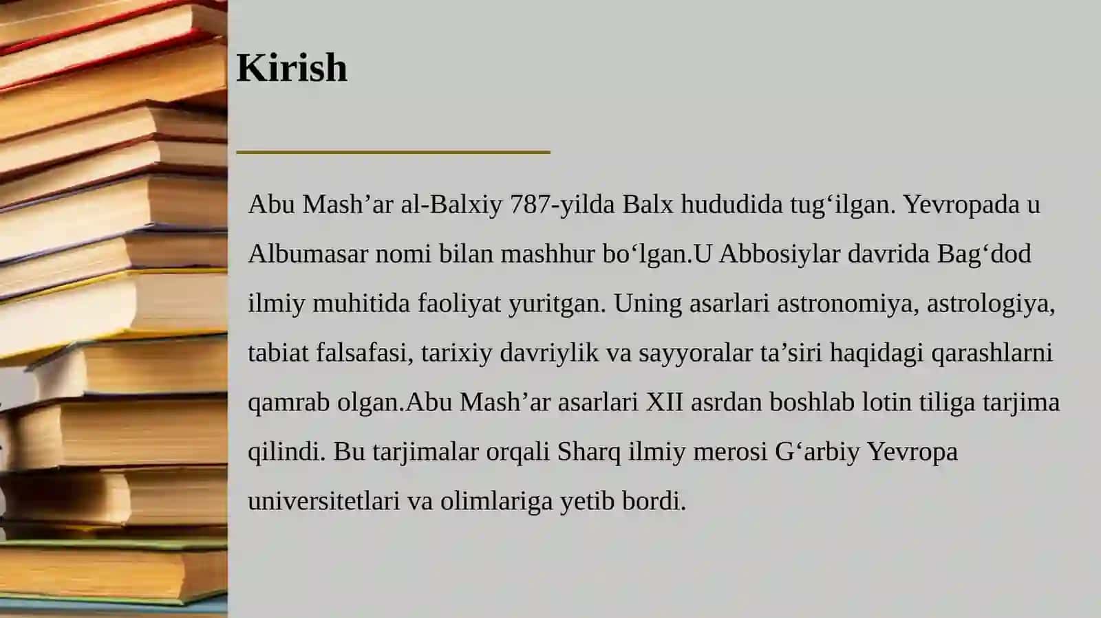 Abu Mash’ar al-Balxiyning lotinchaga tarjima qilingan asarlari va ularning fan tarixid 3