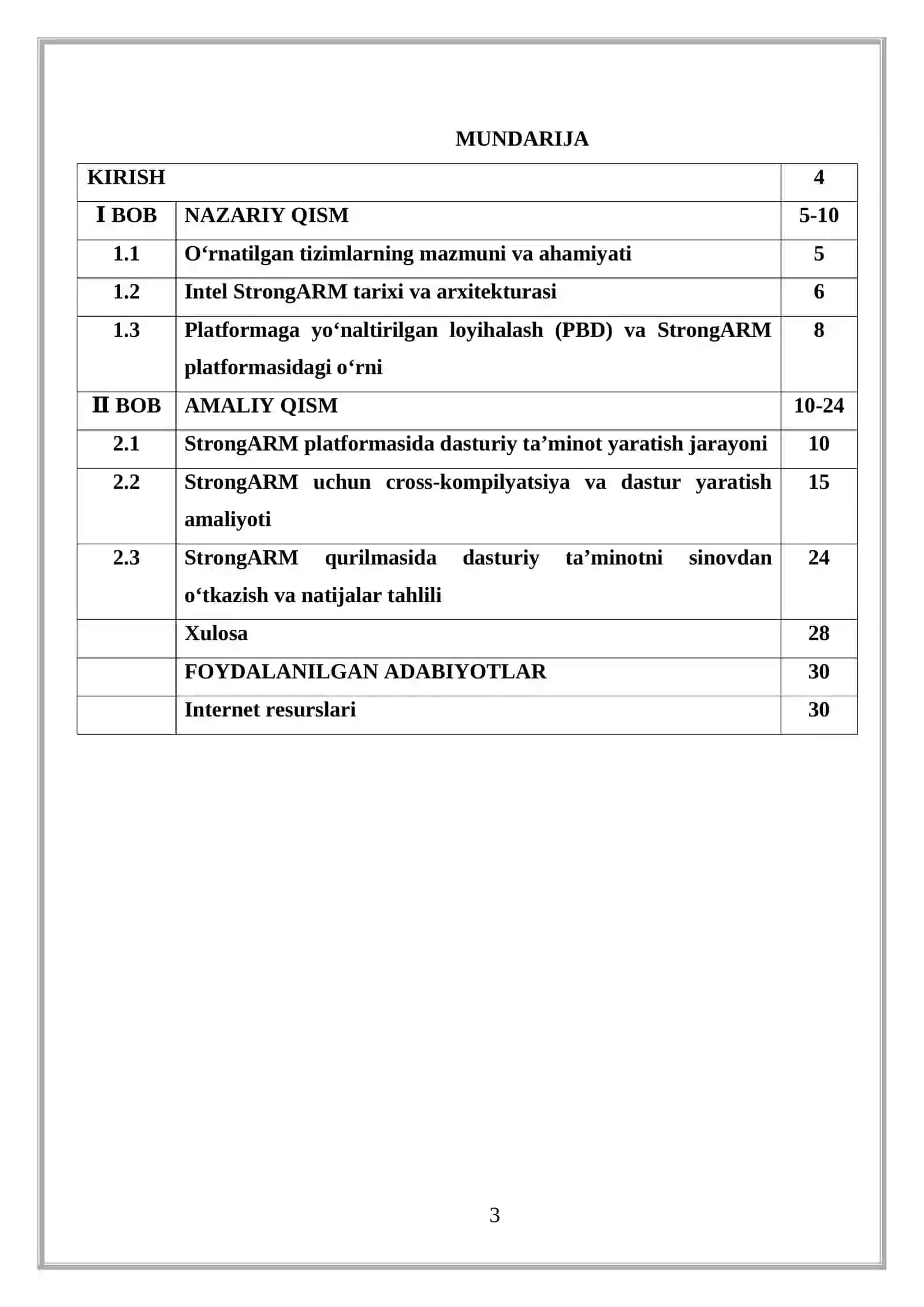 INTEL STRONG ARM PLATFORMALARIDA DASTURIY TA’MINOT ISHLAB CHIQISH 3
