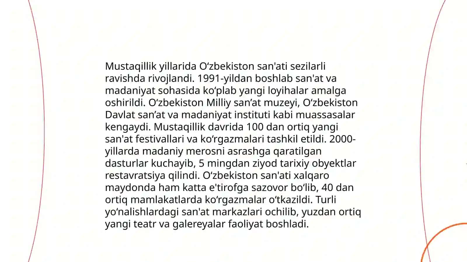 Mustaqillik yillarida O‘zbekistondagi ma’naviy va madaniy taraqqiyot 3