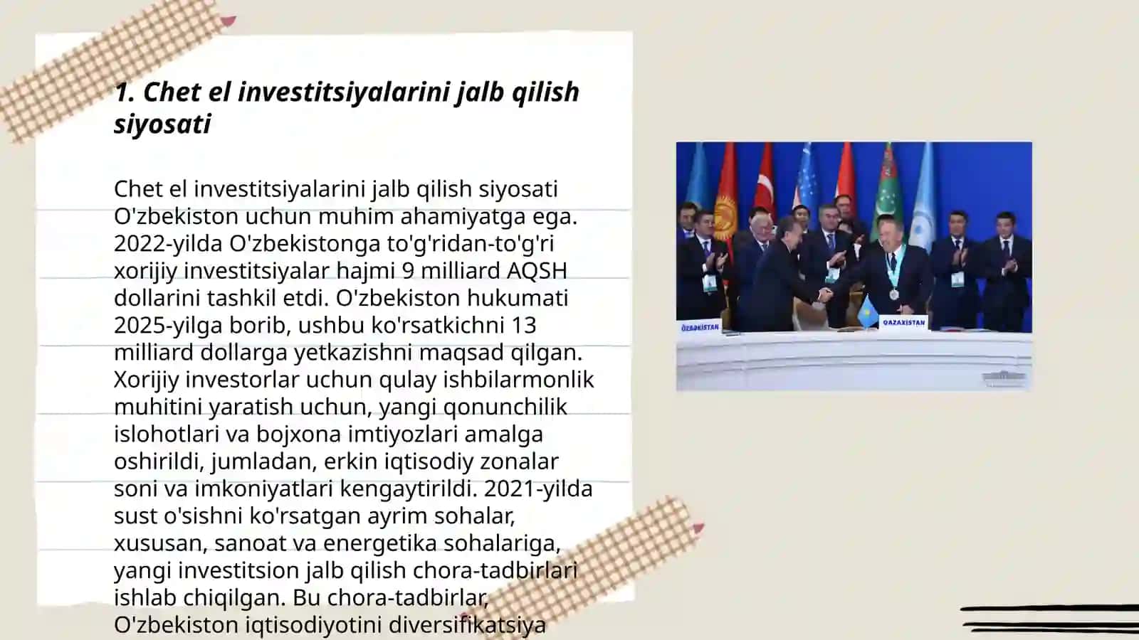 Chet el investitsiyalarini jalb qilish siyosati 3