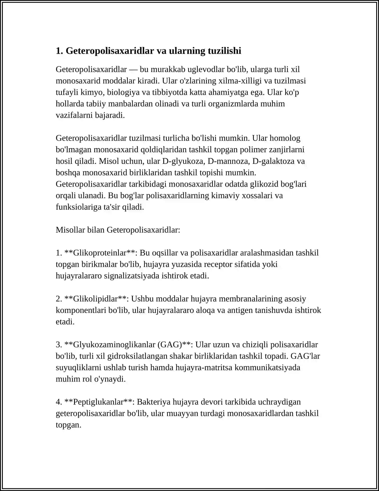 GETEROPOLOSAXARIDLAR, FUNKTSIYALARI, ULARNI ONTOGENEZDA VA KASALLIKLARDA O'ZGARISHI. KOLLAGENOZLAR, PATOGENEZI VA TASHXISI 3