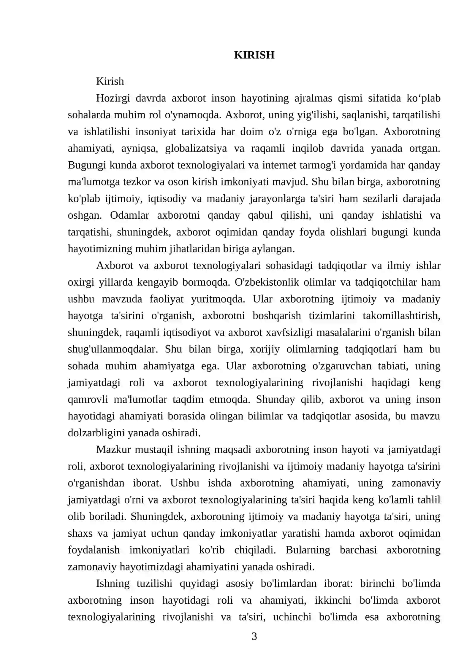 Axborot-inson hayotining ajralmas qismi sifatida 2025-2026 o'quv yili 3
